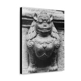 Female Cat Dragon Statue - Canvas Print