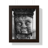 Stone Carving Of Face Detail - Patan Nepal, Durbar Square - Framed Photo Print