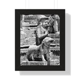 Royal Court Ambassador Stone Statue - Patan Nepal, Durbar Square - Framed Photo Print