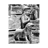 Royal Court Ambassador Stone Statue - Patan Nepal, Durbar Square - Premium Poster Print