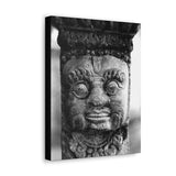 Stone Carving Of Face Detail - Patan Nepal, Durbar Square - Canvas Print