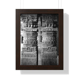 23 - Detail Of Two Stone Carved Columns - Patan Nepal Durbar Square - Framed Photo Print