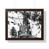 Prayer Flags Flying With Small Stone Temple - Framed Photo Print