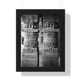 Detail Of Two Stone Carved Columns - Patan Nepal Durbar Square - Framed Photo Print