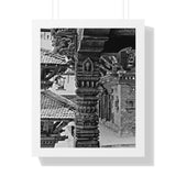 Single Stone Column Carving - Patan Nepal, Durbar Square - Framed Photo Print
