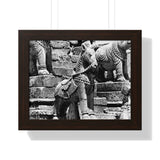 Stone Horse At Royal Palace - Patan Nepal, Durbar Square - Framed Photo Print