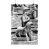 Royal Court Ambassador Stone Statue - Patan Nepal, Durbar Square - Premium Poster Print