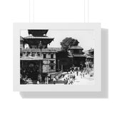 A moment in time of daily life in Patan, Nepal, Durbar Square circa 1972 - Framed Photo Print