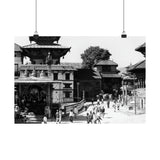 A moment in time of daily life in Patan, Nepal, Durbar Square circa 1972 - Premium Poster Print
