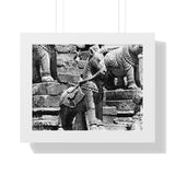 Stone Horse At Royal Palace - Patan Nepal, Durbar Square - Framed Photo Print