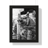 Stone Statue Of Sitting Lion - Patan Nepal Durbar Square - Framed Photo Print