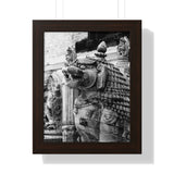 Stone Statue Of Sitting Lion - Patan Nepal Durbar Square - Framed Photo Print
