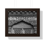 Beautiful Carved and Painted Window Covering - Patan Nepal, Durbar Square - Framed Photo Print