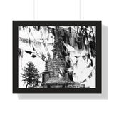 Prayer Flags Flying With Small Stone Temple - Framed Photo Print