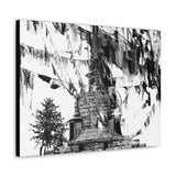 Prayer Flags Flying With Small Stone Temple - Canvas Print