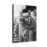 Stone Statue Of Sitting Lion - Patan Nepal Durbar Square - Canvas Print