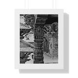 Single Stone Column Carving - Patan Nepal, Durbar Square - Framed Photo Print
