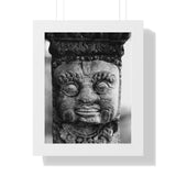 Stone Carving Of Face Detail - Patan Nepal, Durbar Square - Framed Photo Print