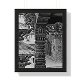 Single Stone Column Carving - Patan Nepal, Durbar Square - Framed Photo Print