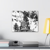 Prayer Flags Flying With Small Stone Temple - Canvas Print