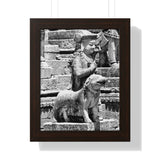 Royal Court Ambassador Stone Statue - Patan Nepal, Durbar Square - Framed Photo Print