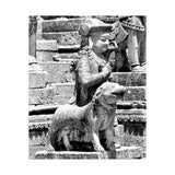 Royal Court Ambassador Stone Statue - Patan Nepal, Durbar Square - Premium Poster Print