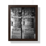 23 - Detail Of Two Stone Carved Columns - Patan Nepal Durbar Square - Framed Photo Print