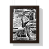 Royal Court Ambassador Stone Statue - Patan Nepal, Durbar Square - Framed Photo Print