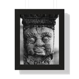 Stone Carving Of Face Detail - Patan Nepal, Durbar Square - Framed Photo Print