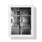 23 - Detail Of Two Stone Carved Columns - Patan Nepal Durbar Square - Framed Photo Print