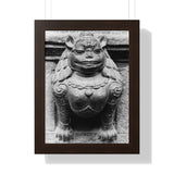 Female Cat Dragon Statue - Framed Photo Print