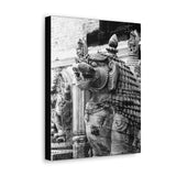 Stone Statue Of Sitting Lion - Patan Nepal Durbar Square - Canvas Print