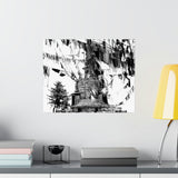 Prayer Flags Flying With Small Stone Temple - Premium Poster Print