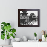 A moment in time of daily life in Patan, Nepal, Durbar Square circa 1972 - Framed Photo Print