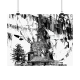 Prayer Flags Flying With Small Stone Temple - Premium Poster Print