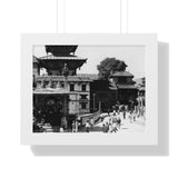 A moment in time of daily life in Patan, Nepal, Durbar Square circa 1972 - Framed Photo Print