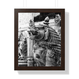 Stone Statue Of Sitting Lion - Patan Nepal Durbar Square - Framed Photo Print