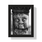 Stone Carving Of Face Detail - Patan Nepal, Durbar Square - Framed Photo Print