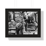 Stone Horse At Royal Palace - Patan Nepal, Durbar Square - Framed Photo Print