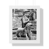 Royal Court Ambassador Stone Statue - Patan Nepal, Durbar Square - Framed Photo Print