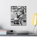 Royal Court Ambassador Stone Statue - Patan Nepal, Durbar Square - Canvas Print
