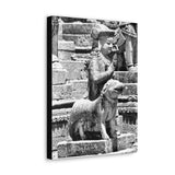 Royal Court Ambassador Stone Statue - Patan Nepal, Durbar Square - Canvas Print