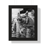 Stone Statue Of Sitting Lion - Patan Nepal Durbar Square - Framed Photo Print