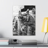 Stone Statue Of Sitting Lion - Patan Nepal Durbar Square - Canvas Print