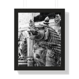 Stone Statue Of Sitting Lion - Patan Nepal Durbar Square - Framed Photo Print