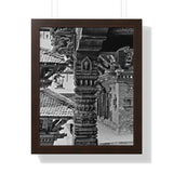 Single Stone Column Carving - Patan Nepal, Durbar Square - Framed Photo Print