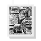 Royal Court Ambassador Stone Statue - Patan Nepal, Durbar Square - Framed Photo Print