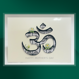 Mother's Day Hand-Drawn White Lotus OM MOM Card - Digital Download