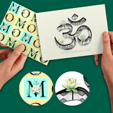 Mother's Day Hand-Drawn White Lotus OM MOM Card - Digital Download