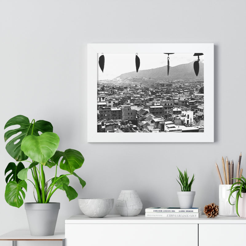 Window City View of Kathmandu in 1972 - Framed Photo Print